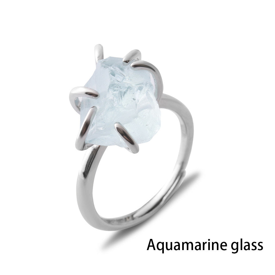 Natural Stone Six-claw Crystal Ring