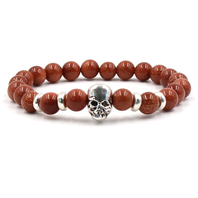 Natural White Turquoise & Agate Stone Stretch Bracelet