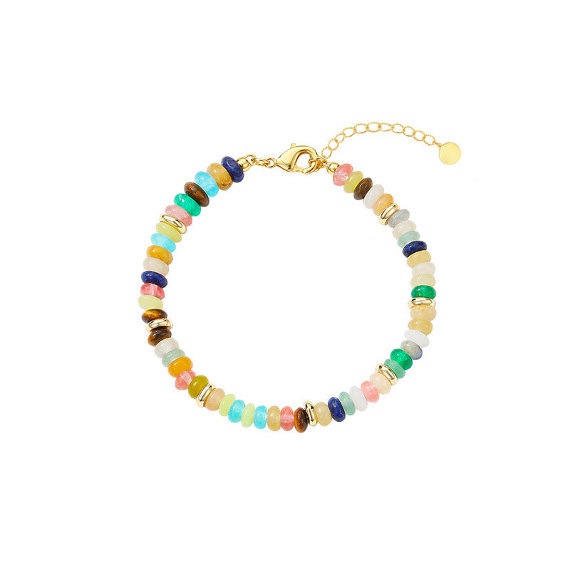 Rainbow Natural Stone Dopamine Beaded Necklace  Colorful Healing Jewelry for Women"