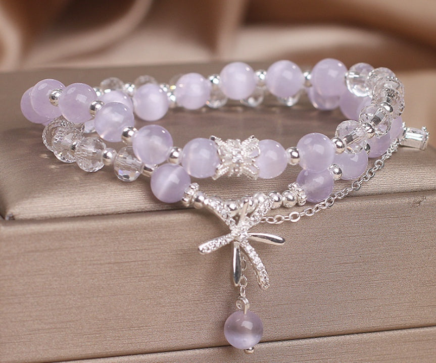 Cat’s Eye Crystal Bracelet – Double Ring Twin Design for Women