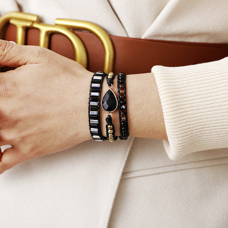 Vintage Ethnic Natural Stone Crystal Bracelet – Handmade Jewelry