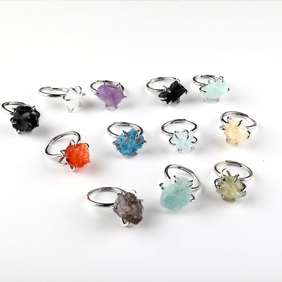Natural Stone Six-claw Crystal Ring