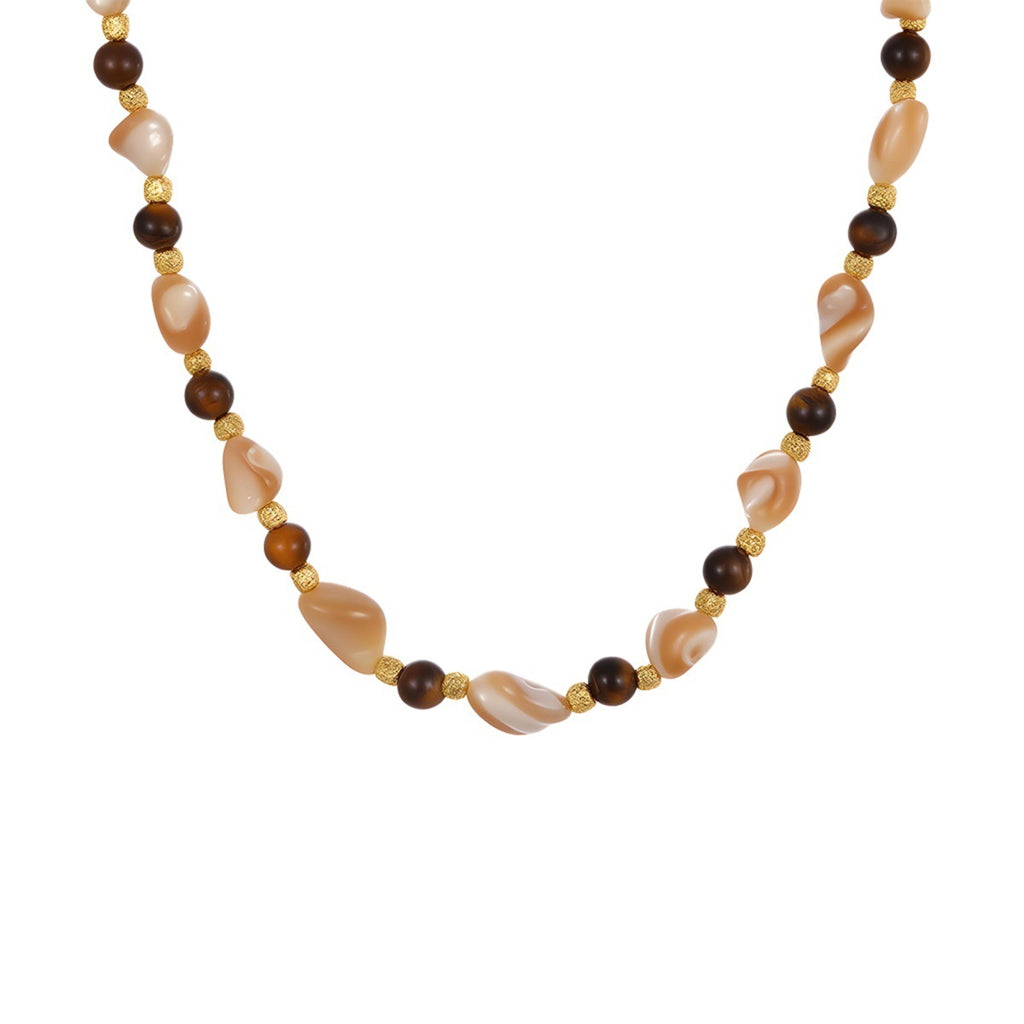 Stainless Steel & Natural Stone Beaded Necklace