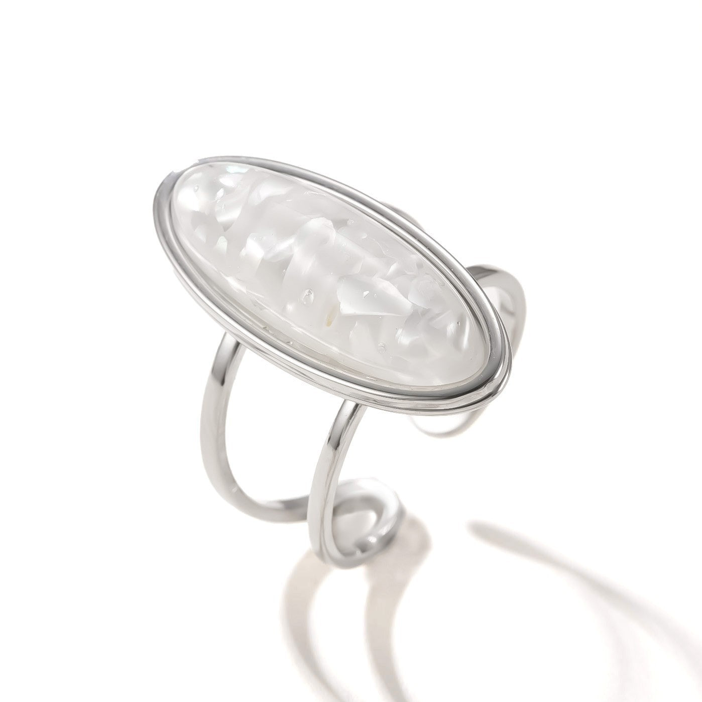 Oval Natural Stone Stainless Steel Ring – Simple & Elegant Jewelry