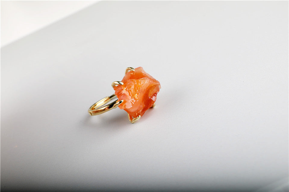 Natural Stone Six-claw Crystal Ring