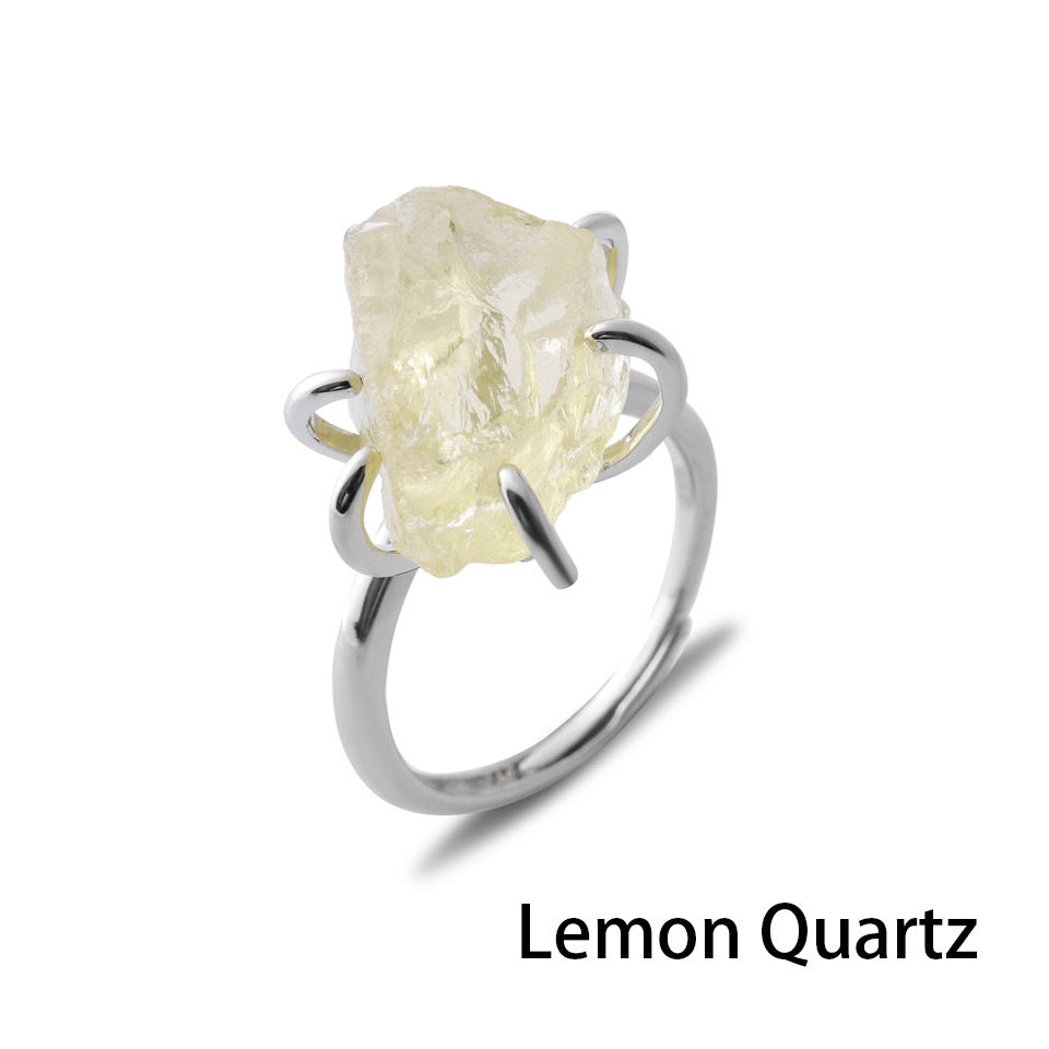 Natural Stone Six-claw Crystal Ring