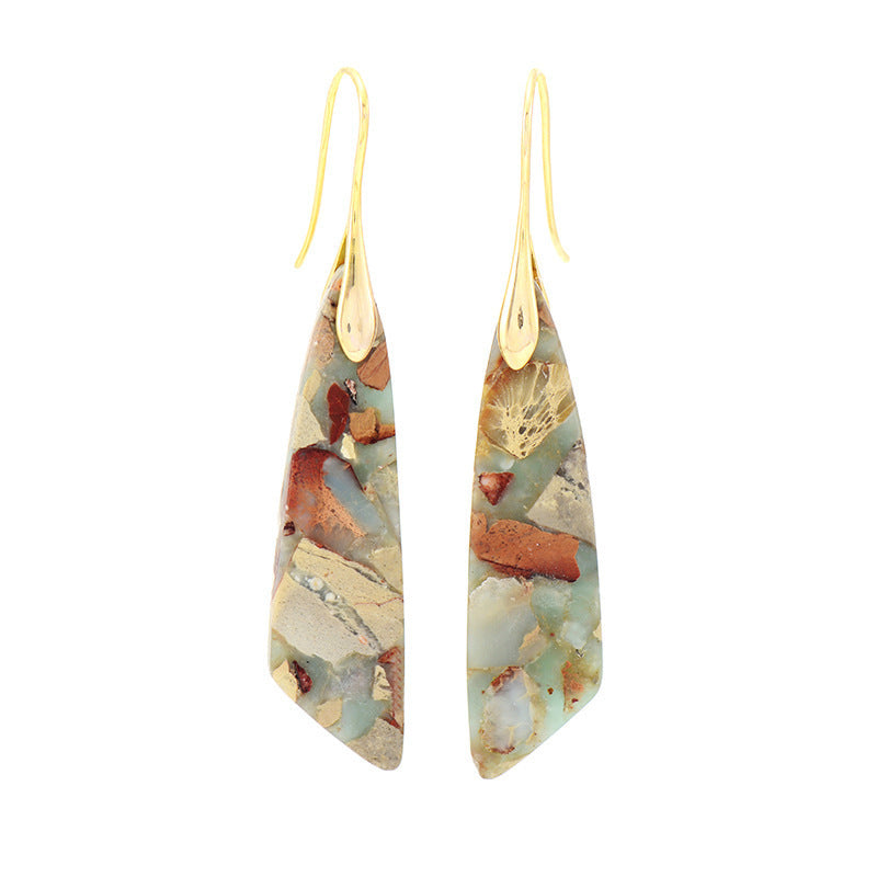 Natural Stone Creative Earrings – Handmade Gemstone Ornament Jewelry