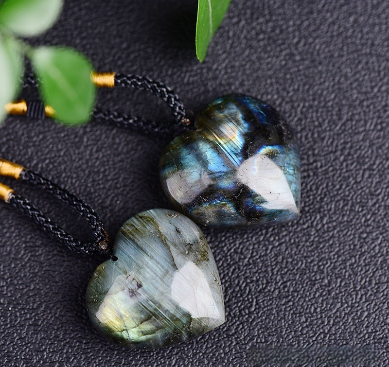 Natural Labradorite & Moonstone Heart of the Ocean Necklace