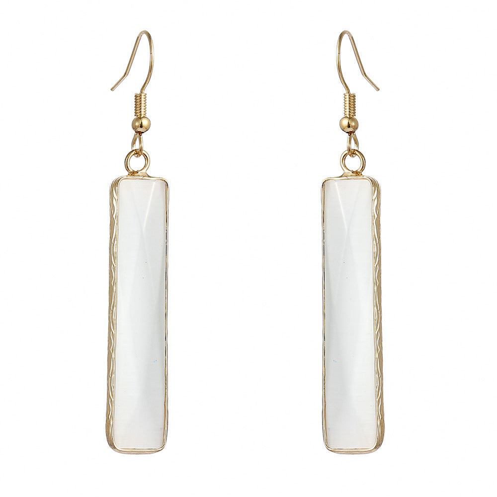 Natural Stone Opal Geometric Earrings – Handmade Jewelry