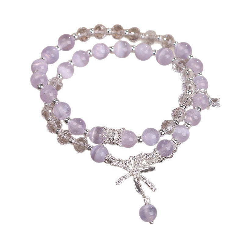 Cat’s Eye Crystal Bracelet – Double Ring Twin Design for Women