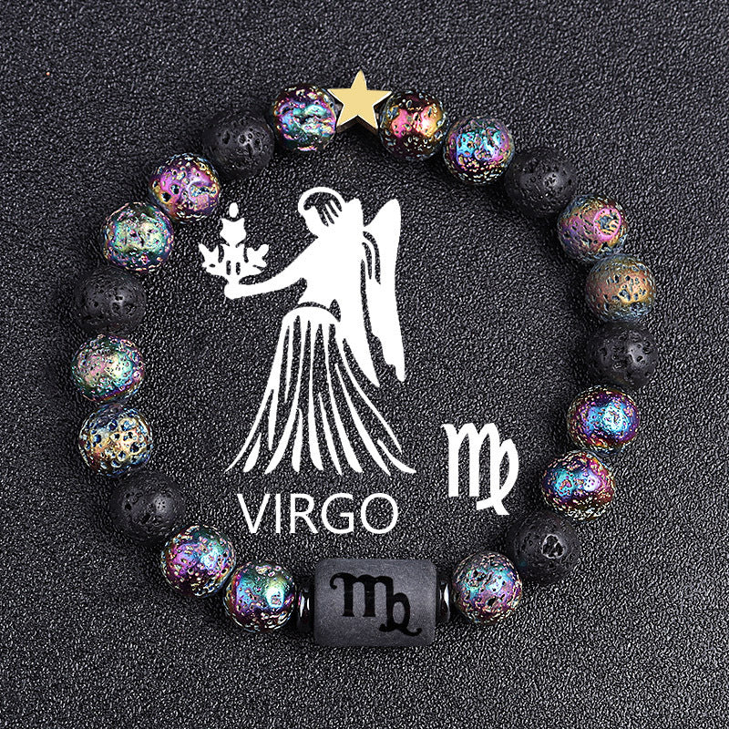 Twelve Constellation Natural Stone Beaded Bracelet