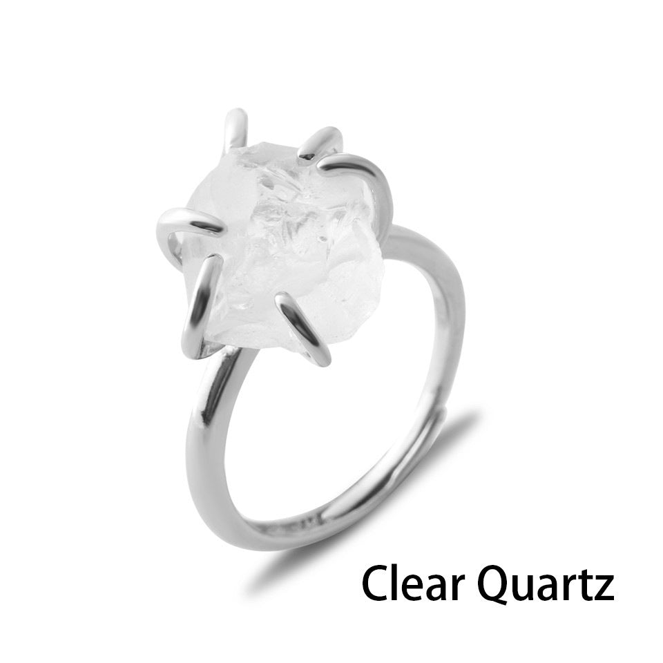 Natural Stone Six-claw Crystal Ring