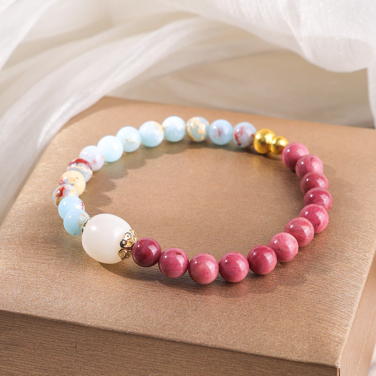 Natural Rose Stone Bracelet – Handmade Gemstone Jewelry for Women