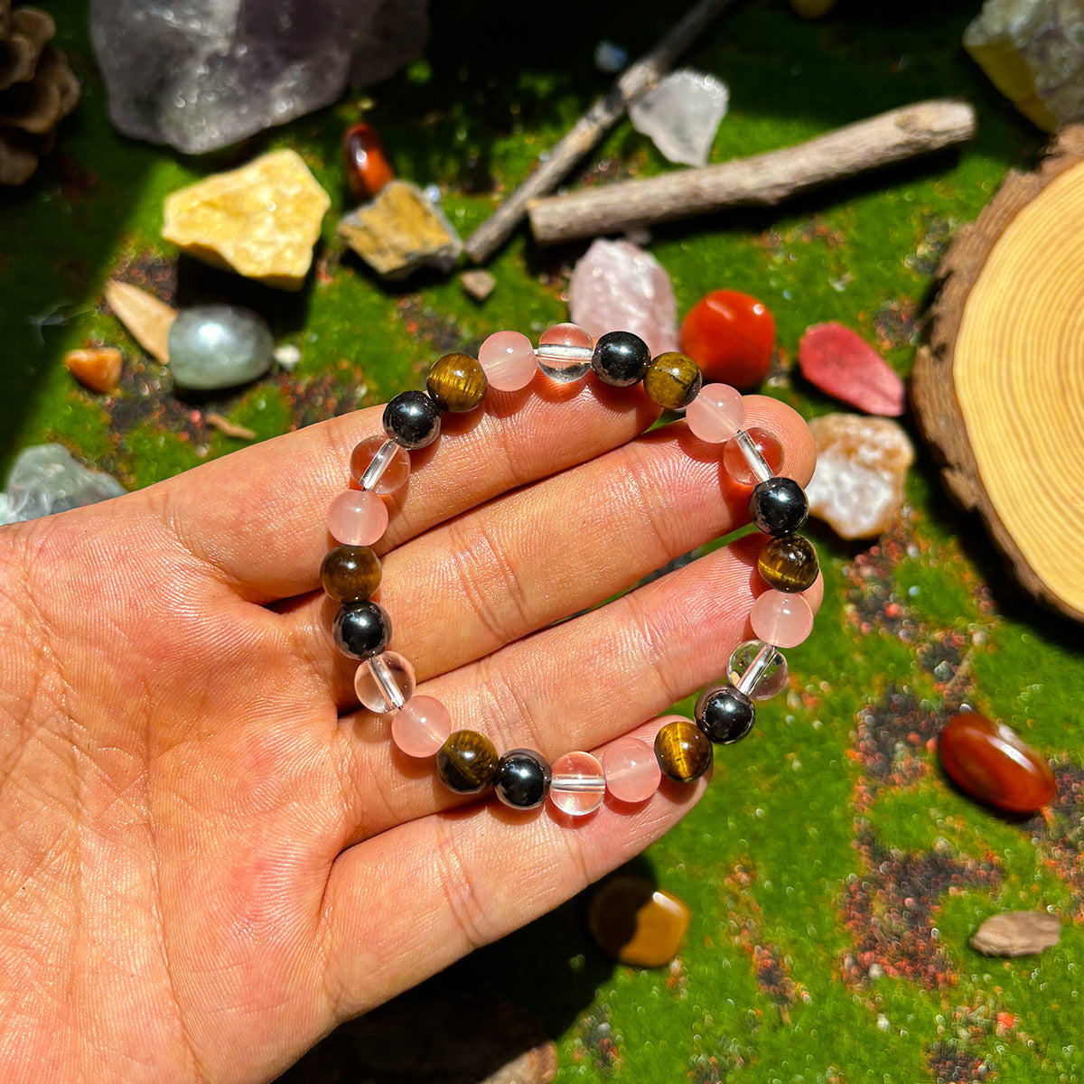 Tiger Eye Stone Beaded Bracelet, Natural Gemstone Jewelry for Men & Women