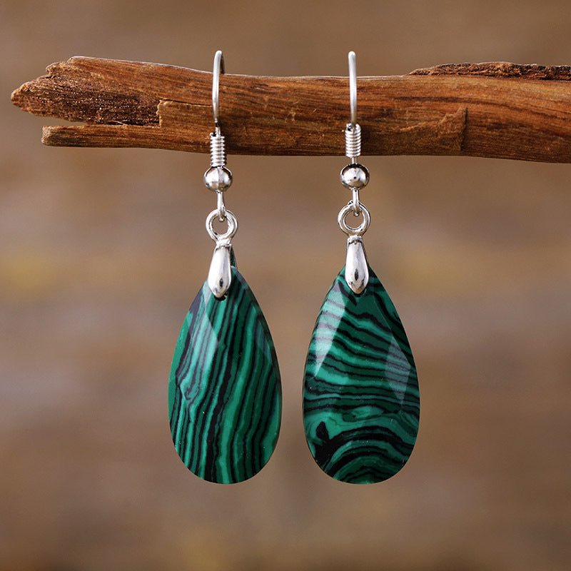 Water Drop Natural Stone Earrings – Simple & Light Luxury Designer Jewelry