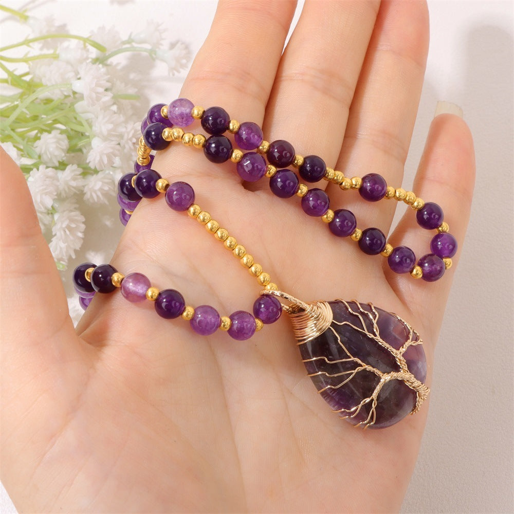 Stone Pendant Elastic String Necklace