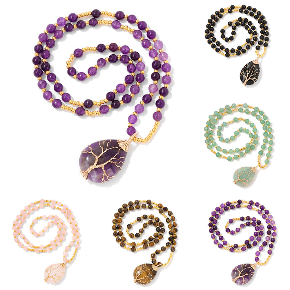 Stone Pendant Elastic String Necklace