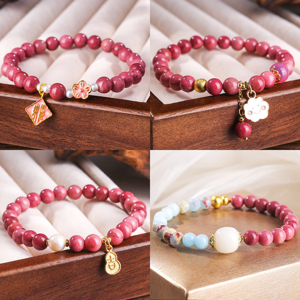 Natural Rose Stone Bracelet – Handmade Gemstone Jewelry for Women