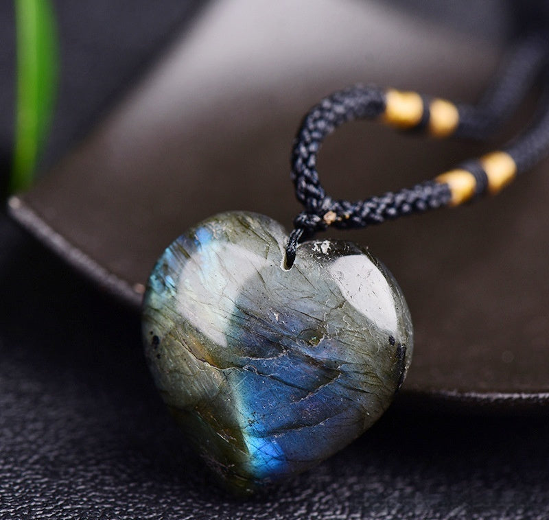 Natural Labradorite & Moonstone Heart of the Ocean Necklace