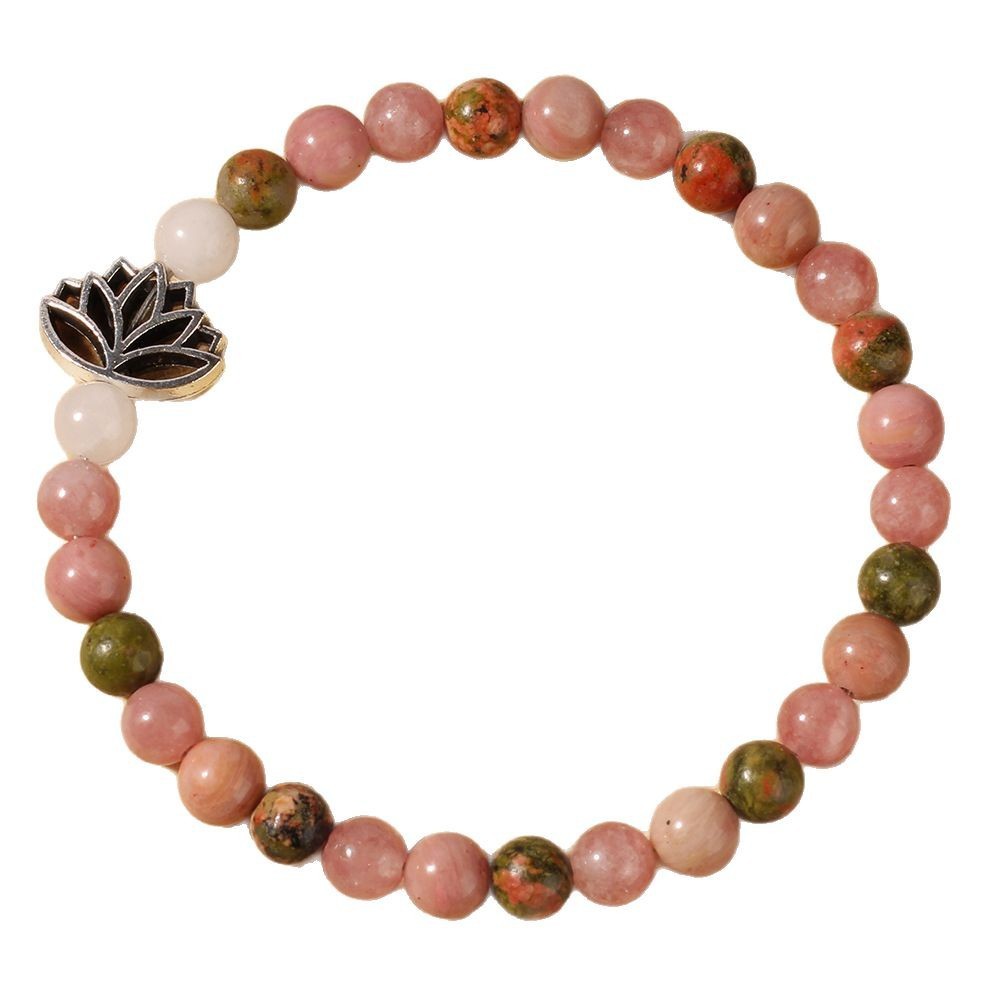 Rhodonite Crystal Bohemian Lotus Bracelet – Seven-Pulse Natural Stone Beads