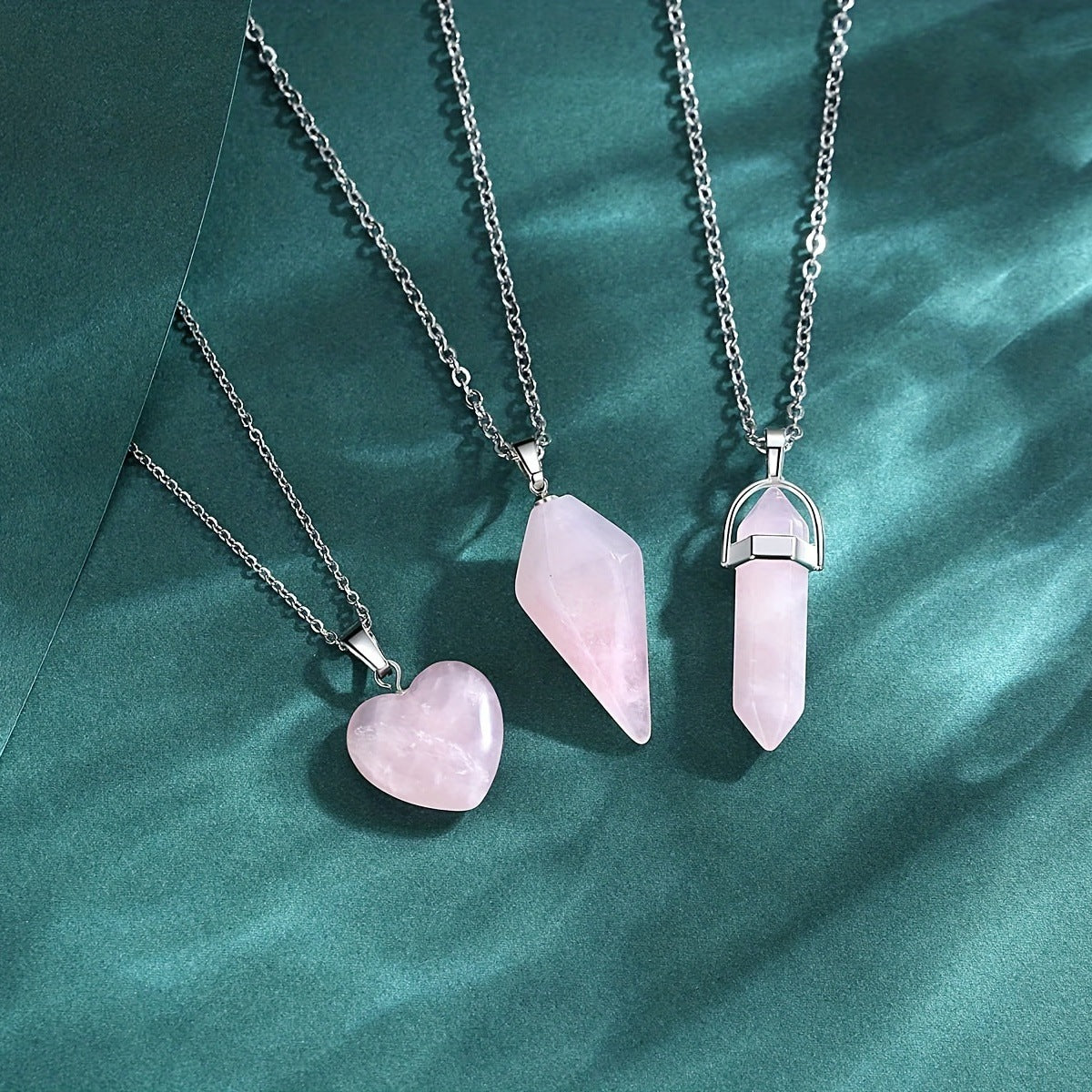 Purple Crystal Hexagonal Pendant Necklace Natural Stone Jewelry for Women