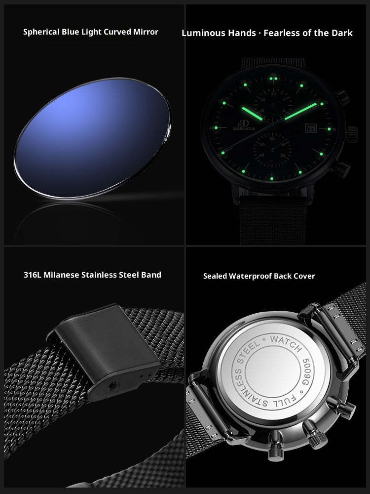Luxury Luminous Waterproof Sports Watch – Men’s Quartz Timepiece