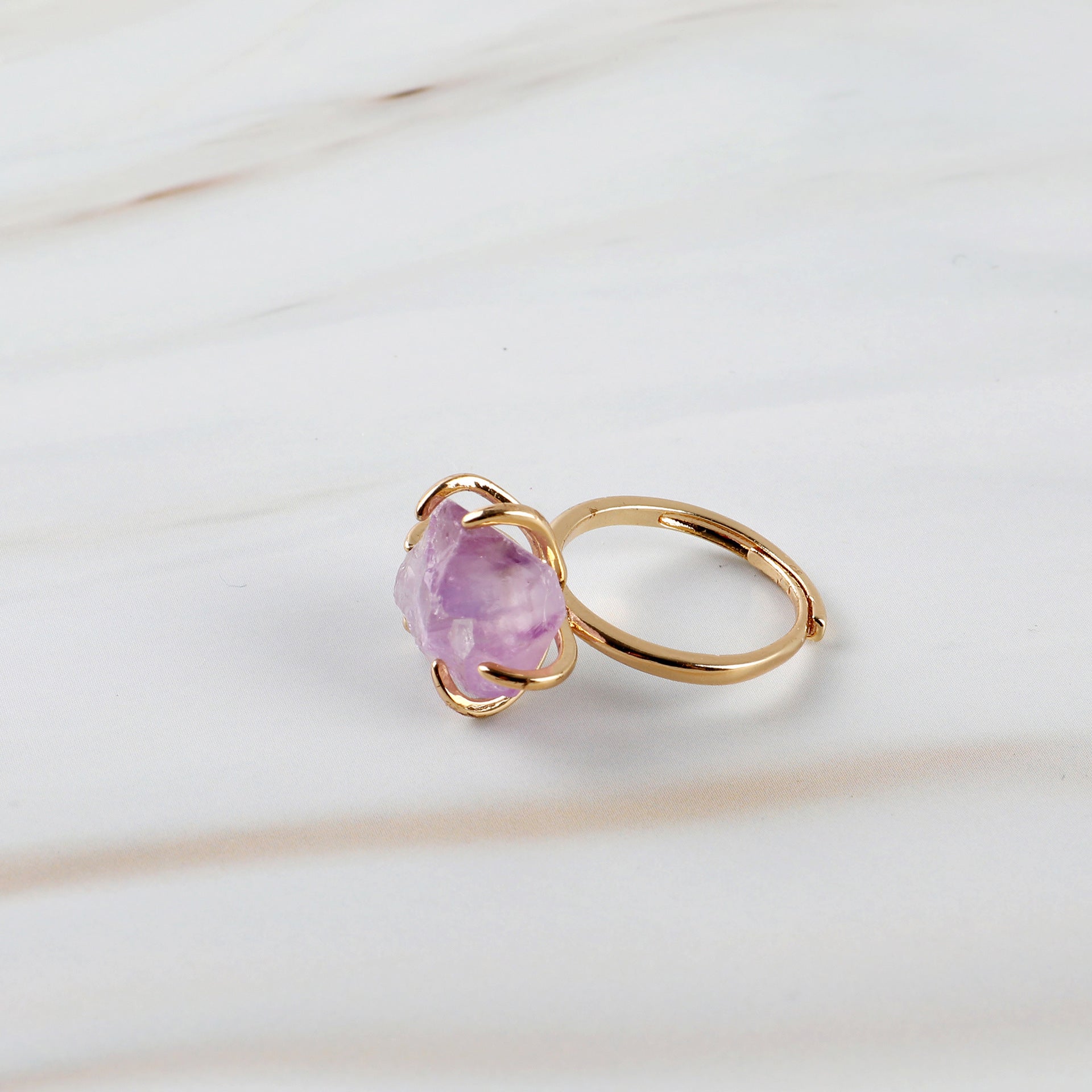 Natural Stone Six-claw Crystal Ring