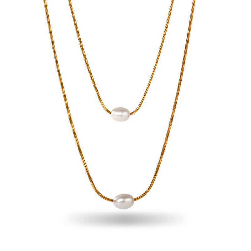Retro 18K Gold Agate Stone Necklace – Stainless & Titanium Steel Jewelry
