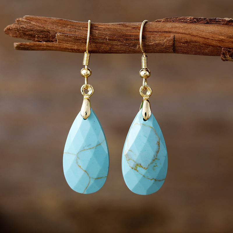 Water Drop Natural Stone Earrings – Simple & Light Luxury Designer Jewelry