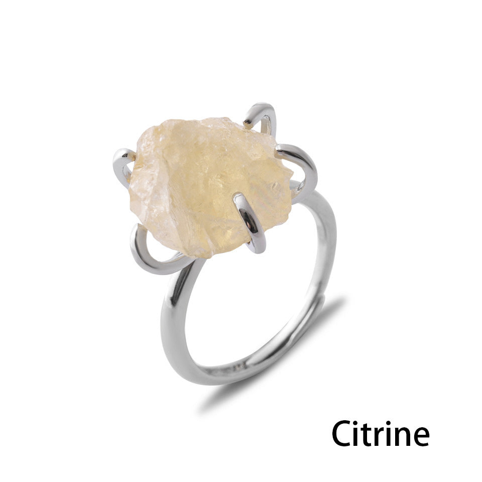 Natural Stone Six-claw Crystal Ring