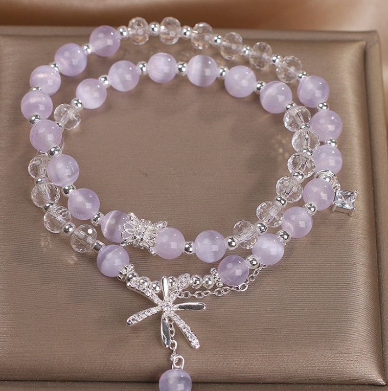 Cat’s Eye Crystal Bracelet – Double Ring Twin Design for Women