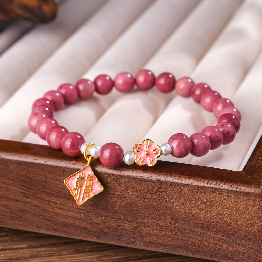 Natural Rose Stone Bracelet – Handmade Gemstone Jewelry for Women