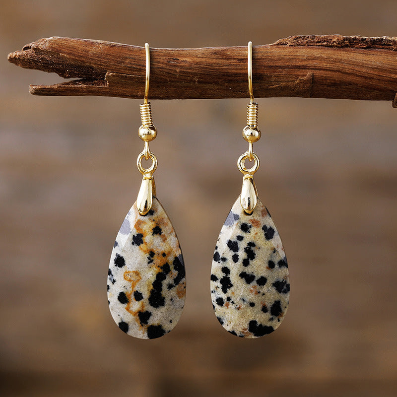 Water Drop Natural Stone Earrings – Simple & Light Luxury Designer Jewelry