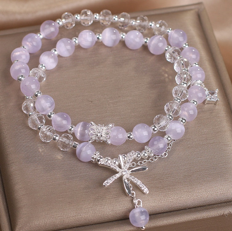 Cat’s Eye Crystal Bracelet – Double Ring Twin Design for Women