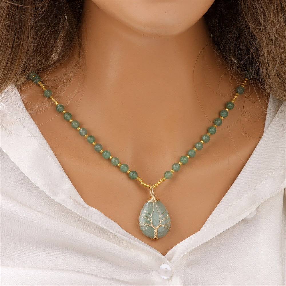 Stone Pendant Elastic String Necklace