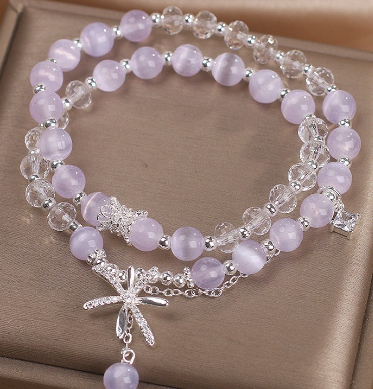 Cat’s Eye Crystal Bracelet – Double Ring Twin Design for Women