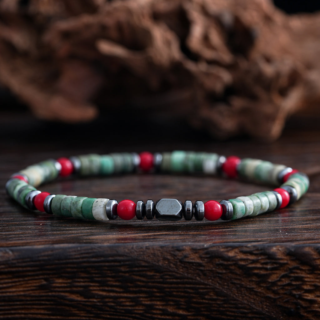 Bohemian Cylindrical Natural Stone Beads Bracelet – Handmade Gemstone Jewelry