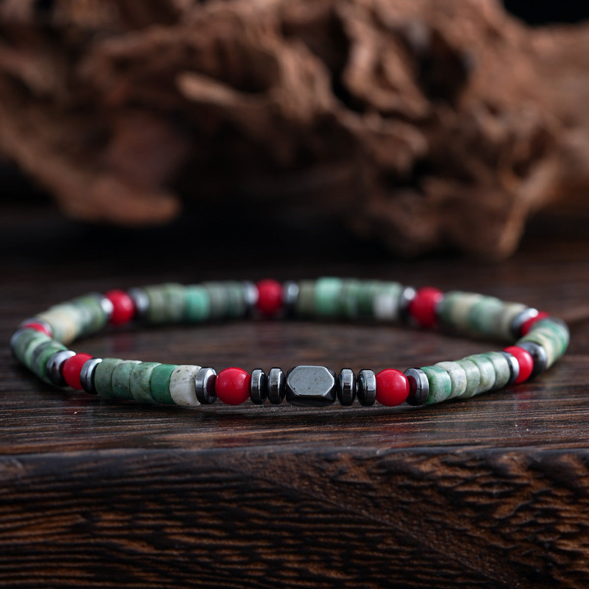 Bohemian Cylindrical Natural Stone Beads Bracelet – Handmade Gemstone Jewelry