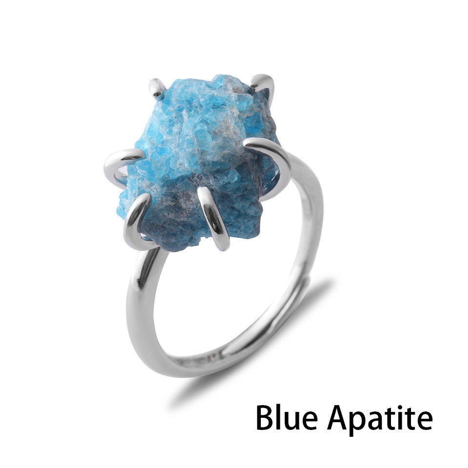 Natural Stone Six-claw Crystal Ring