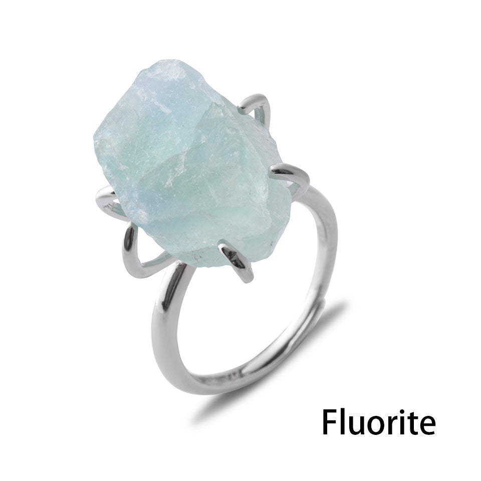 Natural Stone Six-claw Crystal Ring