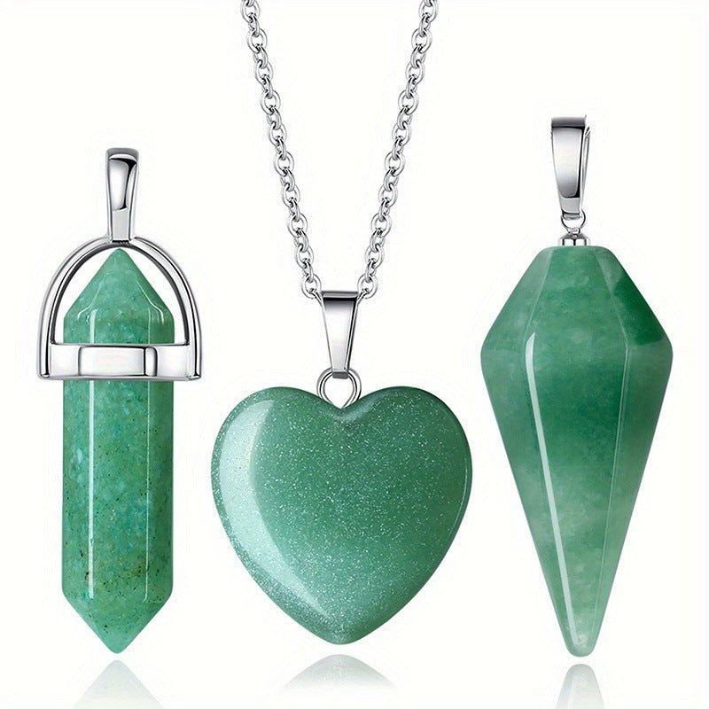 Purple Crystal Hexagonal Pendant Necklace Natural Stone Jewelry for Women