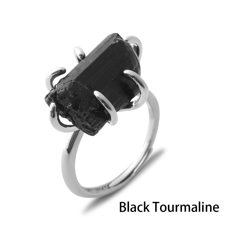 Natural Stone Six-claw Crystal Ring