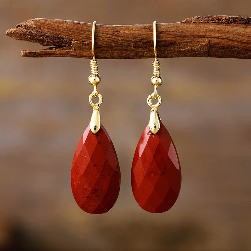 Water Drop Natural Stone Earrings – Simple & Light Luxury Designer Jewelry