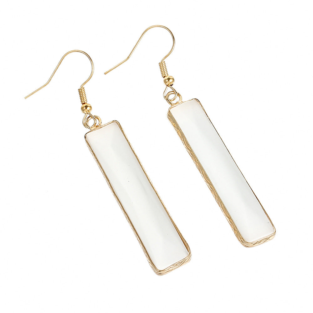 Natural Stone Opal Geometric Earrings – Handmade Jewelry