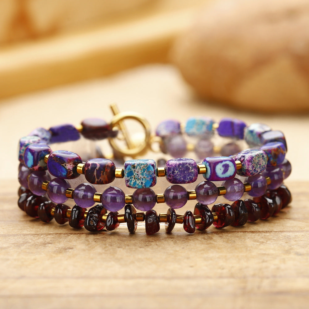 Amethyst Round Beads Bracelet – Natural Gemstone Jewelry for Women