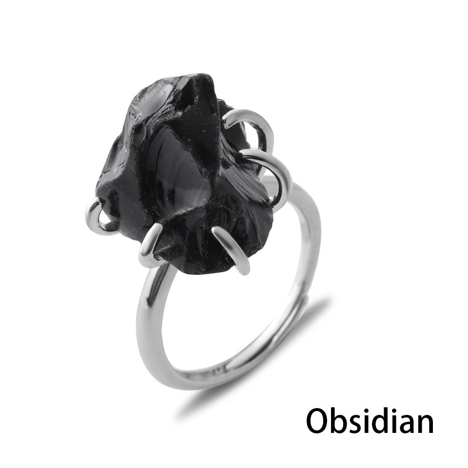 Natural Stone Six-claw Crystal Ring