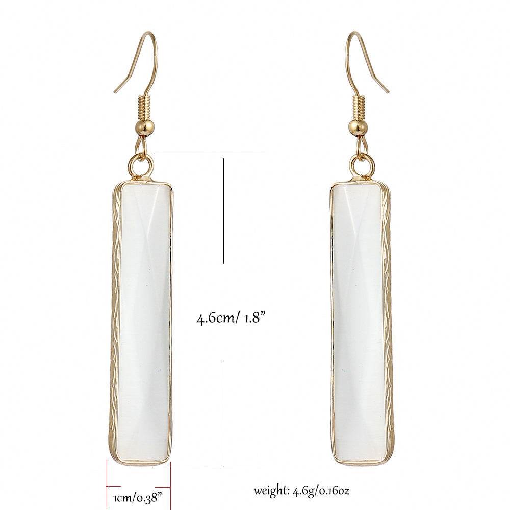 Natural Stone Opal Geometric Earrings – Handmade Jewelry