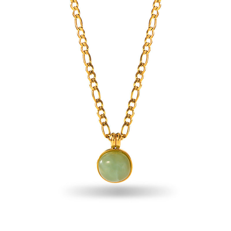 Retro 18K Gold Agate Stone Necklace – Stainless & Titanium Steel Jewelry
