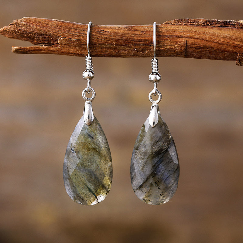 Water Drop Natural Stone Earrings – Simple & Light Luxury Designer Jewelry