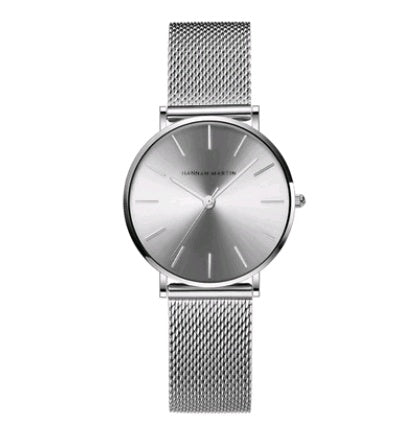 Fashion women’s stainless steel gold watch with breathable mesh strap